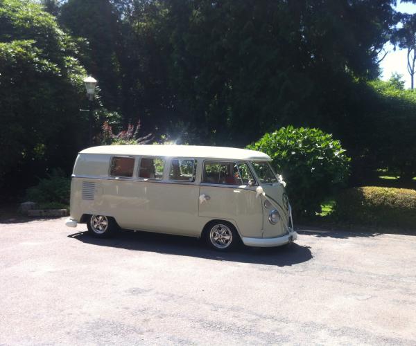 VW Weddings car at Scorrier house in Cornwall
