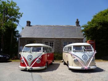 two wedding campers together