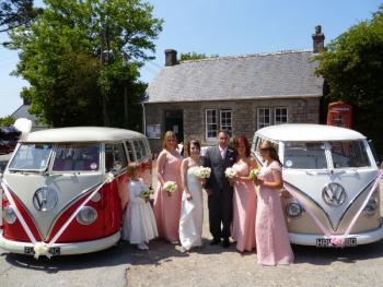 wedding campers with bridesmaids