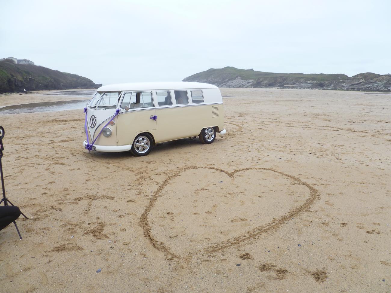 wedding car on the beach