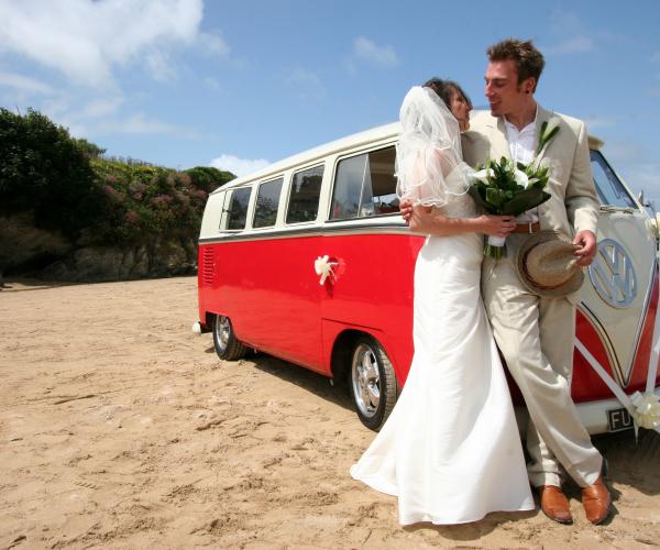 Wedding car hire at the Blue bar, Porthtowan