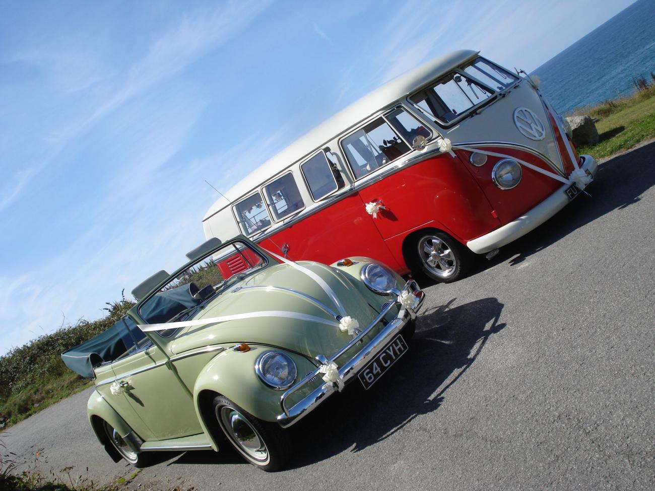 vw beetle convertible and camper