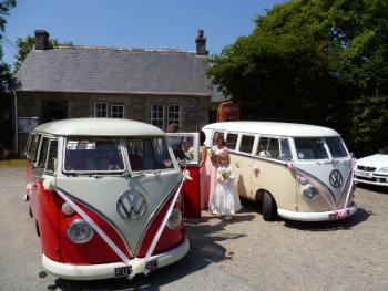 two vw split screen wedding campers