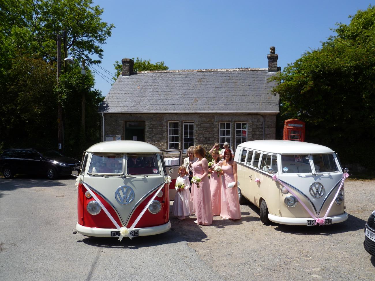Three classic VW wedding campers